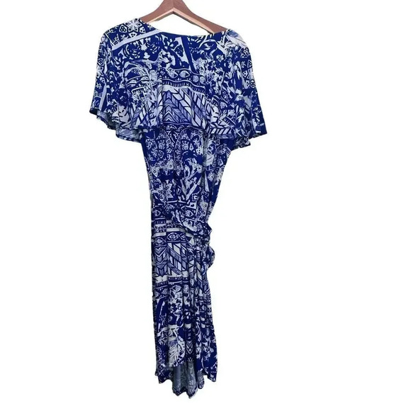 IGIGI Women's Blue and White Print Pullover Wrap Top Maxi Dress - Picture 6 of 6